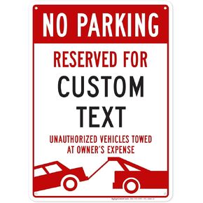 Custom No Parking Sign, Custom Reserved Parking Signs for Business, 10x14 Inches, Rust Free .040 Aluminum, Fade Resistant, Made in USA by My Sign Center (Post Holes) in Kuwait