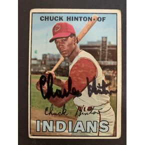 Chuck Hinton (d.2013) Indians 1967 Topps #189 Senators Signed Autograph JG2 - MLB Autographed Baseball Cards in Saudi Arabia