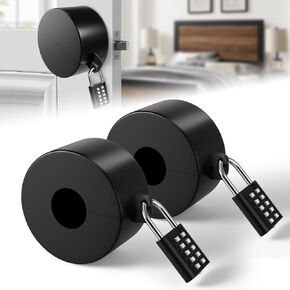 2 Pack Door Lockout Device, Child Proof Door Knob Covers with Combination Padlock, Door Handle Lock for Dementia Elderly Safety, Temporary Door Lock - Black in Saudi Arabia