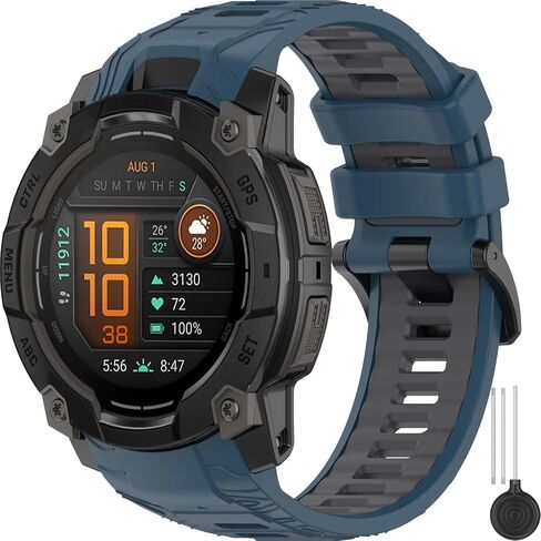 Miimall Silicone Band متوافق مع غريزة Garmin 3 45 مم/50 مم ، مقاوم للماء ، QuickFit ، 22 مم/26 مم حزام مراقبة سوار قابلة للتعديل ناع in Saudi Arabia