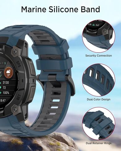 Miimall Silicone Band متوافق مع غريزة Garmin 3 45 مم/50 مم ، مقاوم للماء ، QuickFit ، 22 مم/26 مم حزام مراقبة سوار قابلة للتعديل ناع in Saudi Arabia