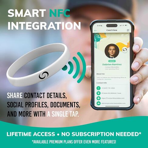 CONTACT CO. Smart Silicone NFC Wristband, Sleek Durable Smart Band with Instant App-Free Sharing, Seamless Band for Tech Enthusiasts and More, Black in Saudi Arabia