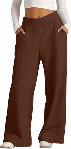 Wide Leg Sweatpants for Women High Waisted Baggy Track Pant Athletic Joggers Pants Trousers with Pockets in Kuwait