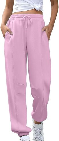 Fall Sweatpants for Women Joggers Baggy Cinch Bottom High Waisted Drawstring Gym Workout Yoga Pants with Pockets in Kuwait