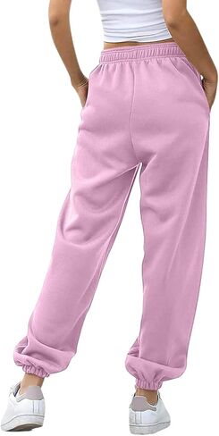 Fall Sweatpants for Women Joggers Baggy Cinch Bottom High Waisted Drawstring Gym Workout Yoga Pants with Pockets in Kuwait
