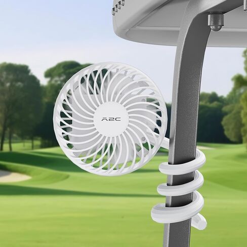 A2C Golf Cart Fan Rechargeable – 3-Speed, 360° Adjustable Gooseneck | 4000mAh Battery | Compatible with Golf Carts & Push/Pull Carts in Kuwait