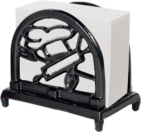 JOGREFUL Napkin Holder for Table, Cast Iron Kitchen Vintage Napkin Dispenser for Dining Table/Bathroom/Hotel/Office/Restaurant, Heavy-Duty Guest Paper Towel Organizer, Classic Style, Black in Saudi Arabia