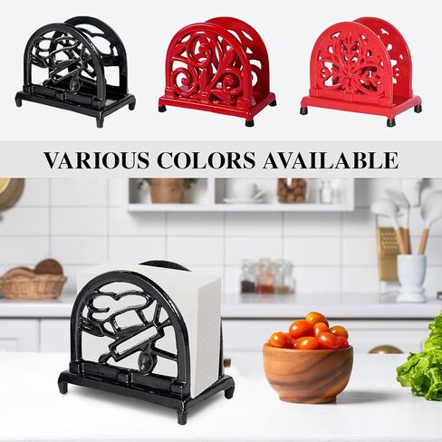 JOGREFUL Napkin Holder for Table, Cast Iron Kitchen Vintage Napkin Dispenser for Dining Table/Bathroom/Hotel/Office/Restaurant, Heavy-Duty Guest Paper Towel Organizer, Classic Style, Black in Saudi Arabia