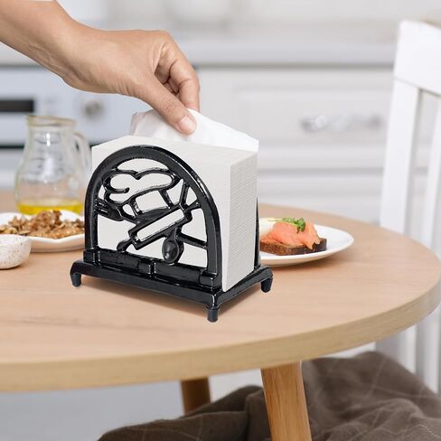 JOGREFUL Napkin Holder for Table, Cast Iron Kitchen Vintage Napkin Dispenser for Dining Table/Bathroom/Hotel/Office/Restaurant, Heavy-Duty Guest Paper Towel Organizer, Classic Style, Black in Saudi Arabia