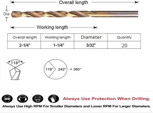 20pcs ، 11/64 "، بتات تويست المغلفة من التيتانيوم in Kuwait