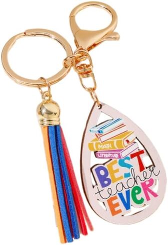 Teacher Appreciation Gift Keychains Colorful Pencil Book Red Fruit Keychain for Women Men in Saudi Arabia
