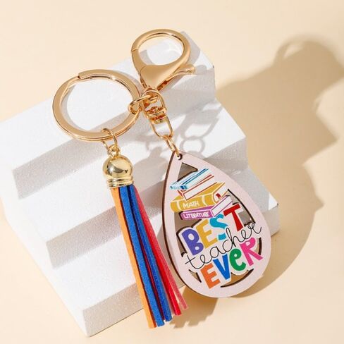 Teacher Appreciation Gift Keychains Colorful Pencil Book Red Fruit Keychain for Women Men in Saudi Arabia
