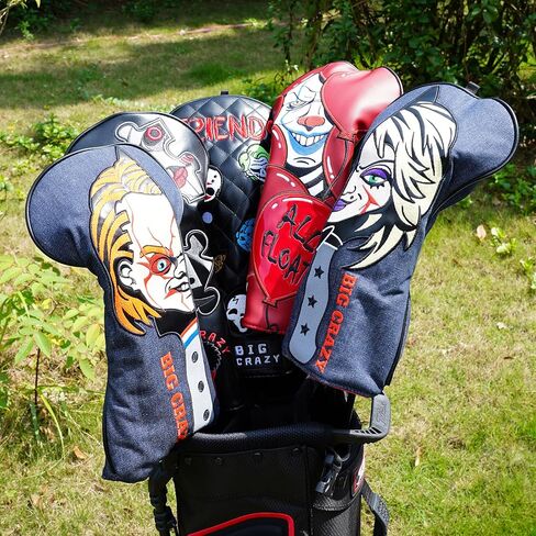 Big Crazy Golf Headcovers - Club Golf Club Funny - Driver Headcover with Tour Grade Pu Leather - Driver Driver Driver Adcover ، أغطية رأس الجولف المقاومة للماء ، هدية غولف ناعمة. in Saudi Arabia