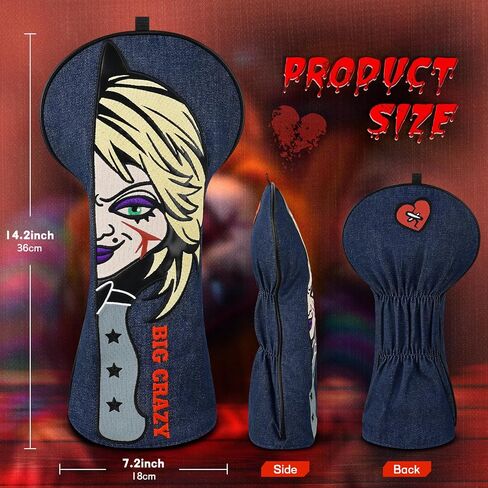 Big Crazy Golf Headcovers - Club Golf Club Funny - Driver Headcover with Tour Grade Pu Leather - Driver Driver Driver Adcover ، أغطية رأس الجولف المقاومة للماء ، هدية غولف ناعمة. in Saudi Arabia