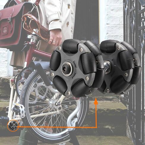 DJCRAWLER 58MM OMNI RACK عجلات سهلة (إصدار صامت قياسي) للدراجة القابلة للطي البرومبتون والدراجة الكهربائية ، حمولة 20 كجم ملحق بديل للأسطوانة الاتجاهية (أبيض) in Kuwait