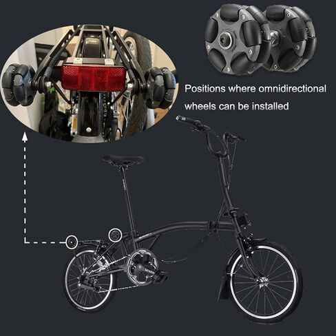 DJCRAWLER 58MM OMNI RACK عجلات سهلة (إصدار صامت قياسي) للدراجة القابلة للطي البرومبتون والدراجة الكهربائية ، حمولة 20 كجم ملحق بديل للأسطوانة الاتجاهية (أبيض) in Kuwait