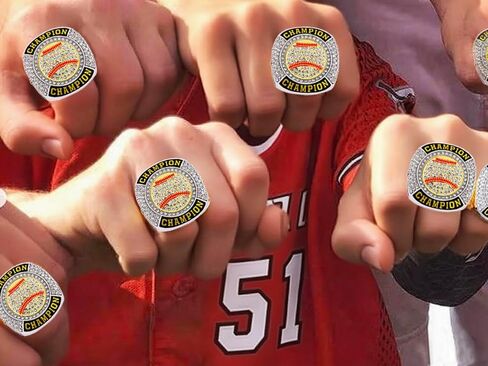 12 PCS Baseball Ring Softball Championship Ring Sport Ball Trophy Award مع سلسلة رقبة العرض والوقوف في البطولة أو فائز بطل الدوري in Saudi Arabia