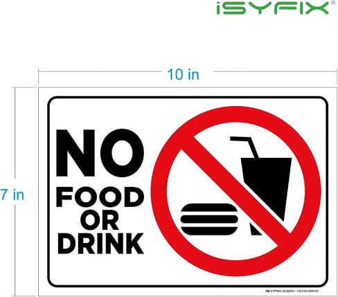 ISYFIX لا يوجد علامة على ملصقات الطعام أو الشراب - 2 حزمة 10 × 7 بوصة - فينيل ذاتي ذاتي ، مغلو in Saudi Arabia