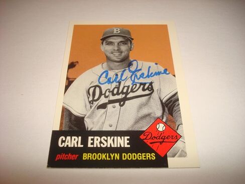 Carl Erskine Dodgers 1991 Topps Archives #308 1953 Reprint JSA توقيع Auto K - بطاقات البيسبول الموقعة in Saudi Arabia