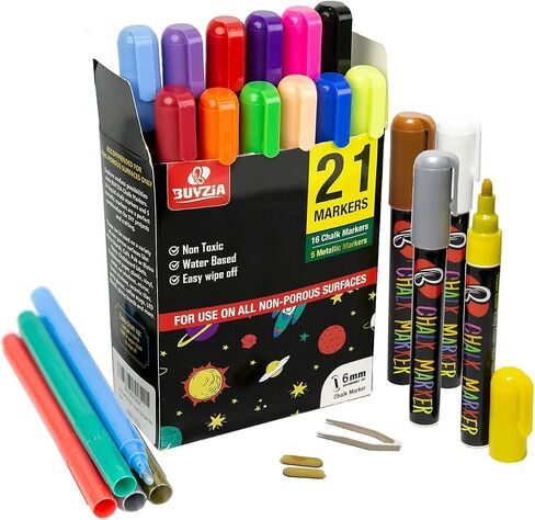 Liquid Chalk Markers - 8 Pack Neon Colors - 6mm Chalk Pens with Reversible Tip for Blackboards, Chalkboards, Glass, and Windows in Kuwait