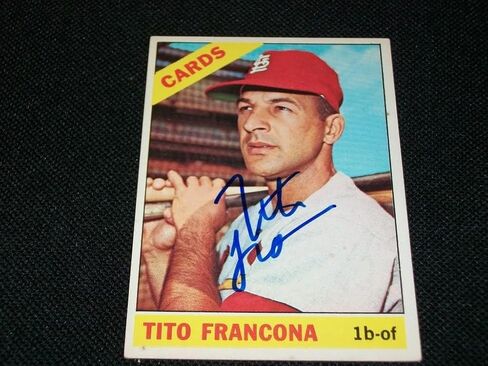 St Louis Cardinals Tito Francona Auto وقعت بطاقات Topps 1966 #163 BAT TAGH in Saudi Arabia