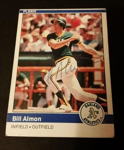 Bill Almon Athletics 1984 Fleer #436 Padres Authentic Motograph JG2 - Baseball Slabbed Cards in Saudi Arabia