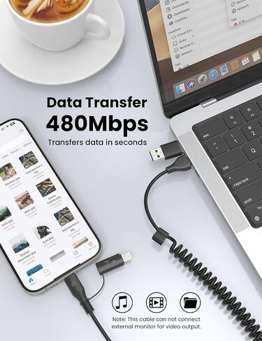 ملفوف USB-C وكابل Lightning 2-in-1 ، سلك شاحن سيارة iPhone 15 16 ، كابل شحن سريع 60 واط لـ iPhone 16 ، يدعم Samsung Galaxy Apple Carplay & Android Auto (Pink) in Kuwait
