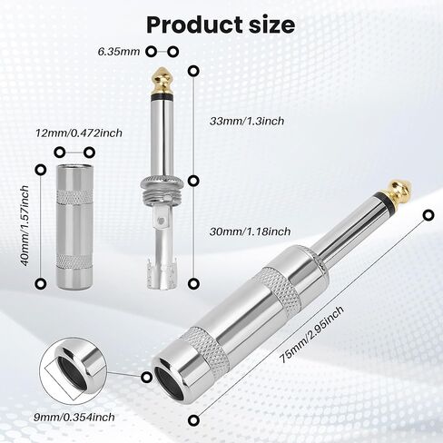 الزاوية اليمنى 6.35mm 1/4 بوصة TS Mono Plug 2 حزمة ، 90 درجة 1/4 "Solder Type Type DIY Audio Cable Adapter Contract in Saudi Arabia