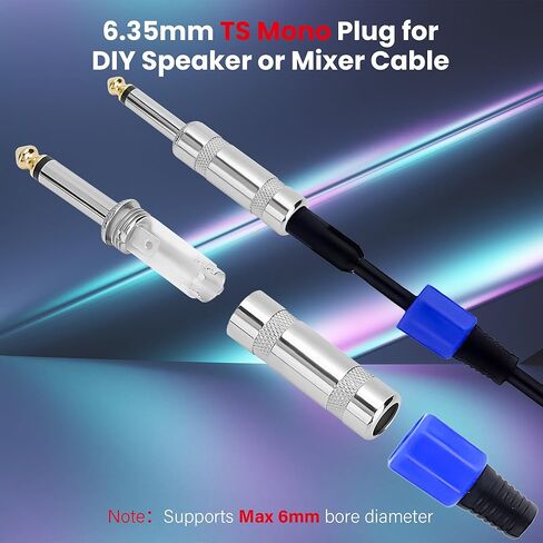 الزاوية اليمنى 6.35mm 1/4 بوصة TS Mono Plug 2 حزمة ، 90 درجة 1/4 "Solder Type Type DIY Audio Cable Adapter Contract in Saudi Arabia