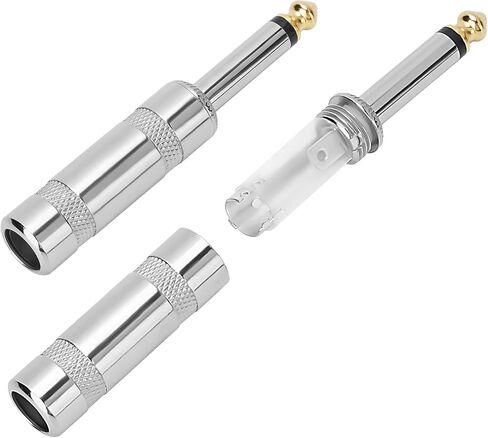 Right Angle 6.35mm 1/4 Inch TS Mono Plug 2 Pack, 90 Degree 1/4" Solder Type DIY Audio Cable Adapter Connector, Metal Housing for Guitar/Speaker/Microphone Audio Cable Repair Replacement in Kuwait