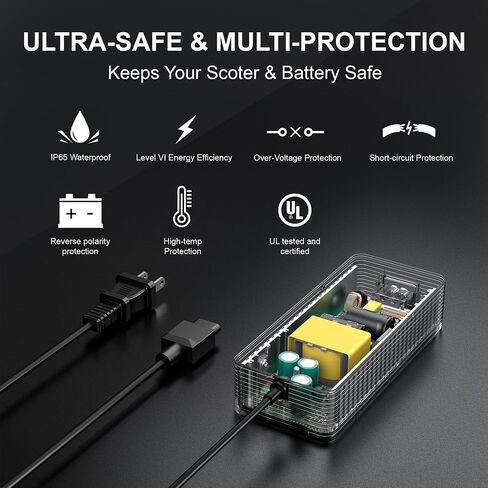 مدرج UL & CE مدرج محول شاحن سكوتر 53.5V 2A متوافق مع NIU KQI3 ، KQI3 Pro/Sport/Max ، KQI2 ، KQI2 Pro ، KQI1 ، KQI 1PRO/Sport in Kuwait