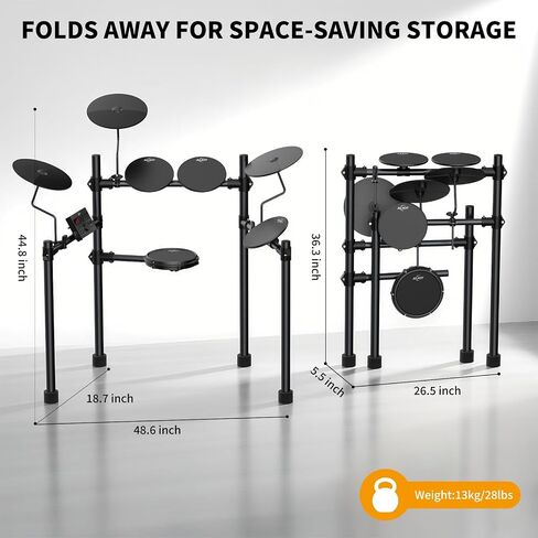 AiJoy Electric Drum Set for Beginners with 210 Sounds, 4 Quiet Drum Pads, 10'' Cymbals, Electronic Drum Kit with Headphones, 2 Pedals, Throne, Sticks, Gifts for Kids Adults (ADD15) in Saudi Arabia