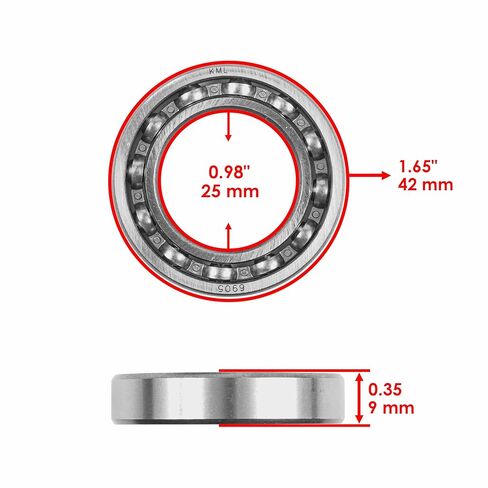 Caltric 61905 Deep Groove Open Type/No Seals Ball Bearing 25x42x9 mm/Qty 10 in Kuwait