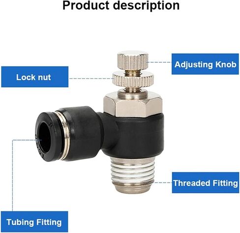 Pneumatic Throttle Valve Tubing O.D 4/6/8/10/12mm - Thread M3/M5/01/02/03/04 Speed Controller With One-touch Fitting(JSC6-M5) in Saudi Arabia