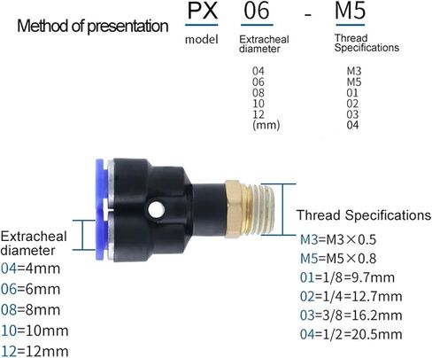 Threaded tee PX Pneumatic 4/6/8/10/12 series Pneumatic Fitting Y Shaped Tee Air Coupler Connector(PX 12-02) in Saudi Arabia