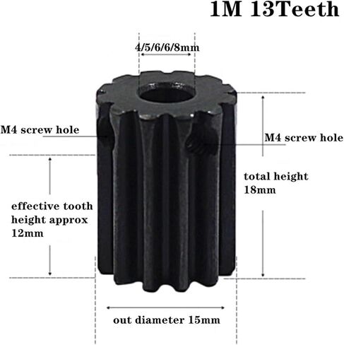 Pinion Hardware for Mechanical Rotation 1pcs Pinion Gears 1M 13T Bore 4 5 6 6.35 8mm Steel Spur Gear Transmission Accessories Motor Parts(6mm) in Saudi Arabia