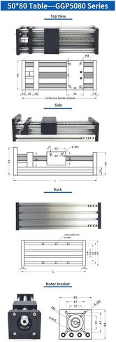 X-Y-Z Axis Linear Rail Guide Slide Stage 50mm Width BallScrew SFU1204 1605 1610(200mm SFU1610) in Kuwait
