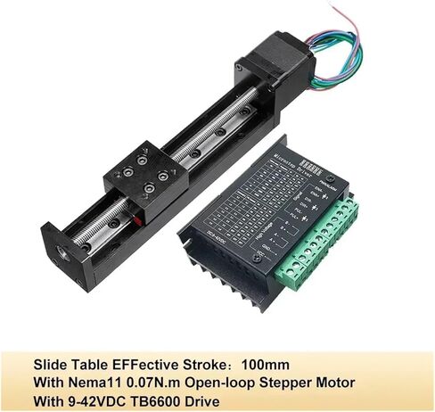 X Y Z Axis Motorized Slide Table T-Type Linear Guide Rail Stage Mini Sliding Table Motor Drive Kit Electric Linear Stage(100mm and Drive Kit,2mm Pitch) in Kuwait