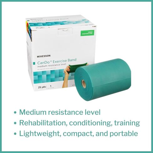 McKesson Can Do Exercise Resistance Band - Workout Bands for Physical Therapy - Green, Medium Resistance - 5 in x 25 yd, 1 Count in Saudi Arabia