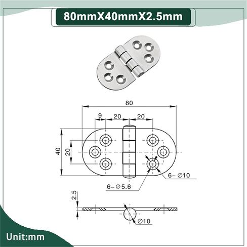 304 مفصل الباب الفولاذ المقاوم للصدأ 1pcs (119mmx40mmx2.5mm) in Saudi Arabia