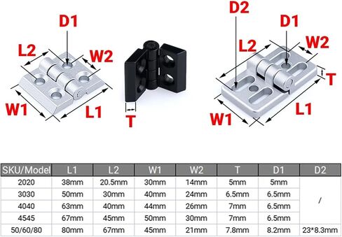2020 3030 4040 4545 Zinc Alloy Hinges Aluminum Profile Accessory 5/10Pcs(3030 Silver (10pcs)) in Saudi Arabia