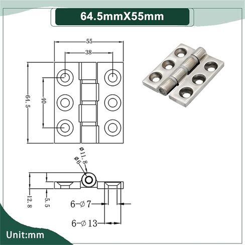 304 Stainless Steel with Rubber Pad Buffering Silent Flat Folding Hinge 1Pcs(48mmX36mm) in Saudi Arabia