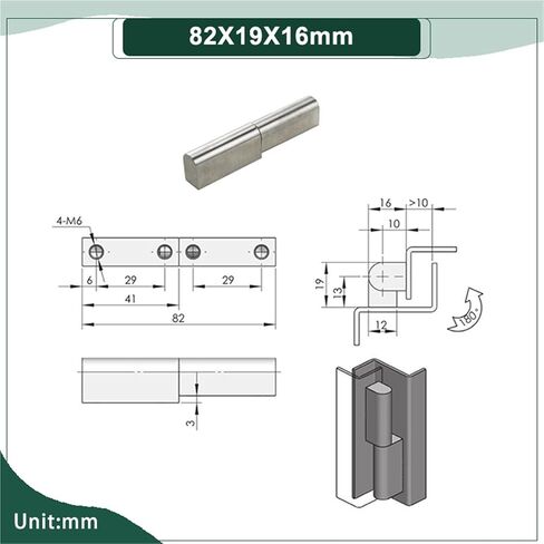 Detachable and Insertable 180 Degree Rotating 304 Stainless Steel Hinge 1Pcs(82X16X16mm) in Saudi Arabia