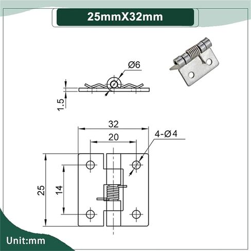 304 Stainless Steel Automatic Return Spring Hinges 1Pcs(25mmX32mm) in Saudi Arabia