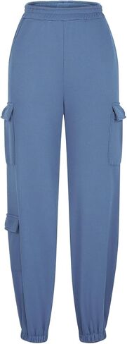 Womens Cargo Sweatpants with Pockets Cinch Bottom Oversized Fleece Joggers Fall Fashion Outfits Y2k Clothes in Kuwait