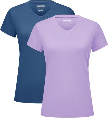 Magcomsen 2 Pack Women's Thirts v-nock short sereve Upf 50+ Sun Protection Procleout Quick Dry Dryts Tops in Saudi Arabia