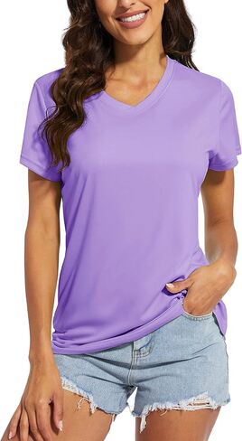 Magcomsen 2 Pack Women's Thirts v-nock short sereve Upf 50+ Sun Protection Procleout Quick Dry Dryts Tops in Saudi Arabia