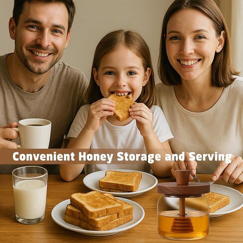 وعاء عسل العسل اللوسارول مع دب وغطاء - جرة عسل زجاجية 18 أوقية مع مجموعة عسل عسل خشبية ، حاويات عسل عري in Kuwait