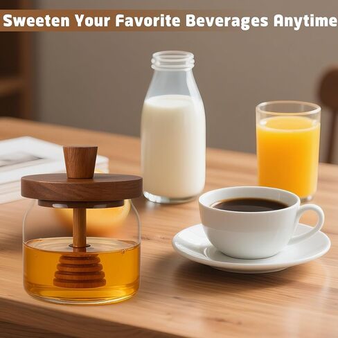 وعاء عسل العسل اللوسارول مع دب وغطاء - جرة عسل زجاجية 18 أوقية مع مجموعة عسل عسل خشبية ، حاويات عسل عري in Kuwait