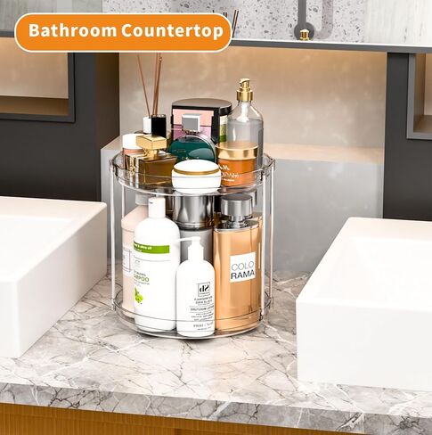 2 Tier Lazy Susan Turntable for Cabinet,Countertop,Pantry,9.5"W Spinning Seasoning Organizer,Double Rotating Kitchen Spice Rack Organizer and Condiments,Medicine,Vitamin Bottle Organizer Carousels,1Pc in Saudi Arabia